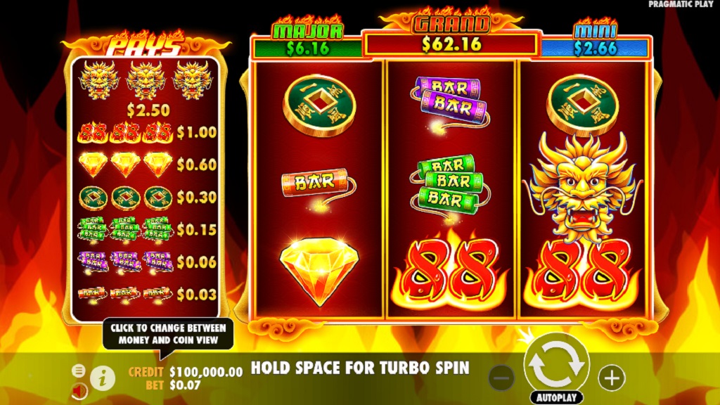 Screenshot of Fire 88 slot from Pragmatic Play