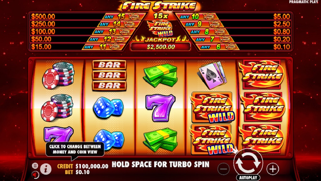 Screenshot of Fire Strike slot from Pragmatic Play