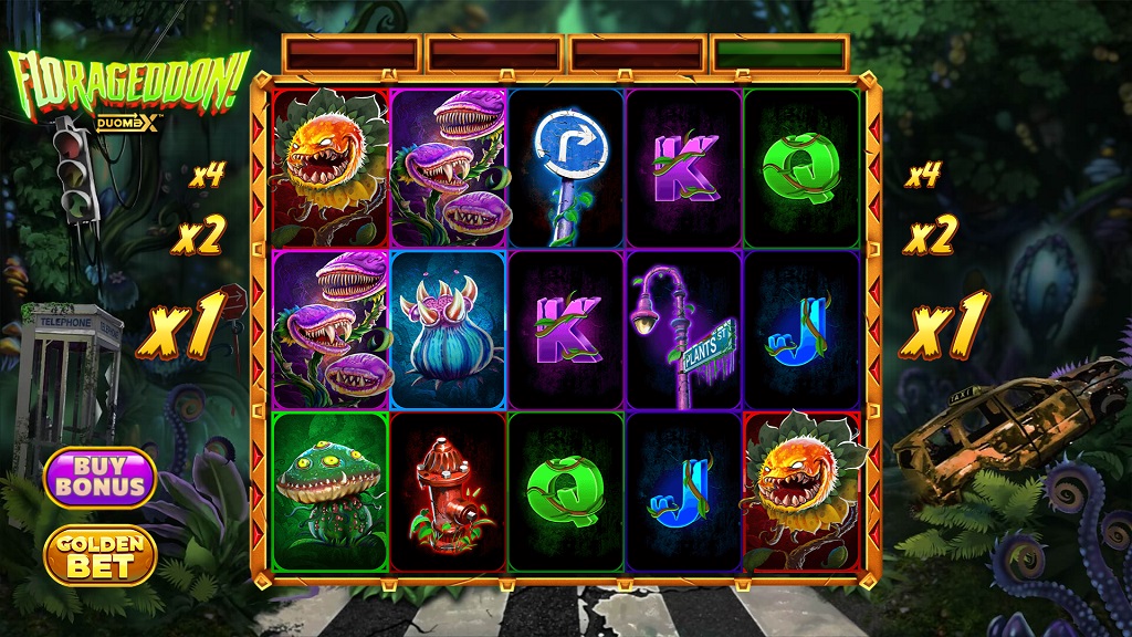 Screenshot of Florageddon DuoMax slot from Yggdrasil Gaming