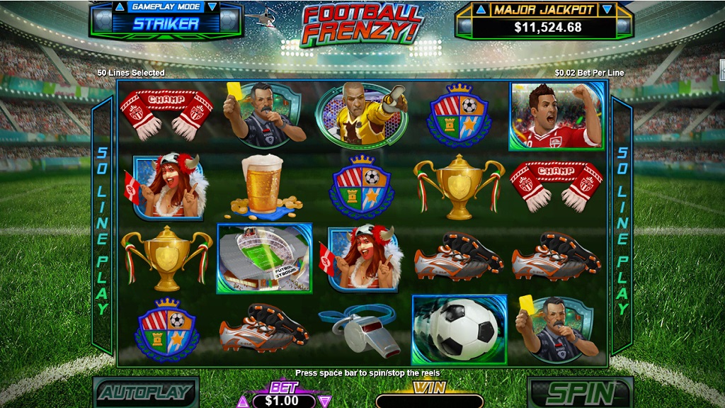 Screenshot of Football Frenzy slot from Real Time Gaming