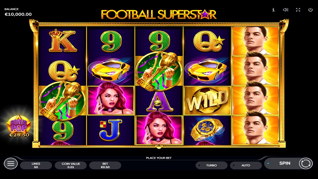 Screenshot of Football Superstar slot from Endorphina