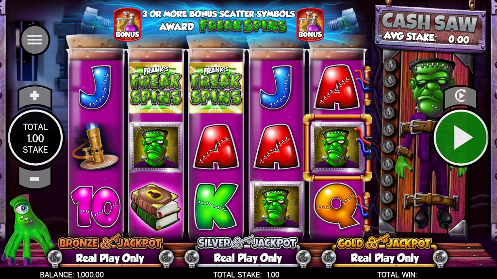 Screenshot of Franks Freak Spins slot from Core Gaming
