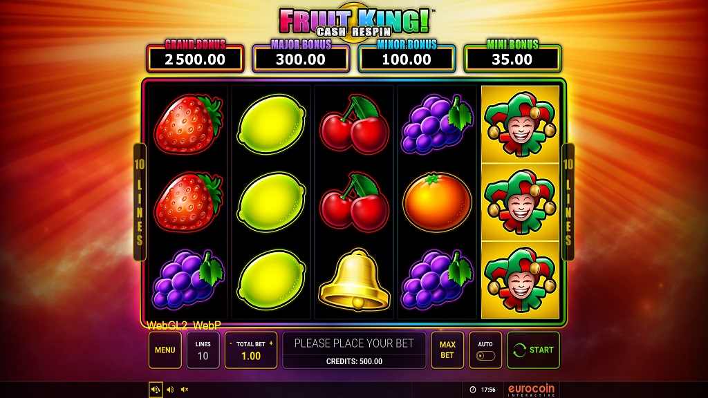 Screenshot of Fruit King slot from Green Tube