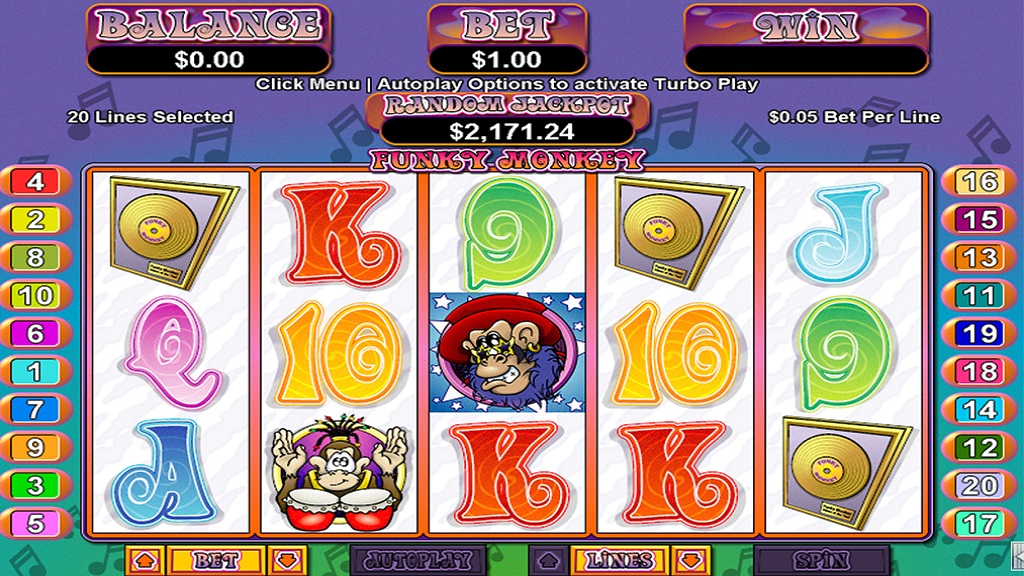 Screenshot of Funky Monkey slot from Real Time Gaming