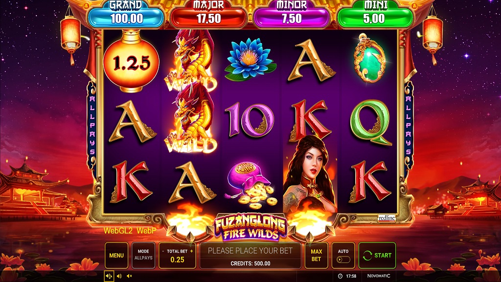 Screenshot of Fuzanglong - Fire Wilds slot from Green Tube