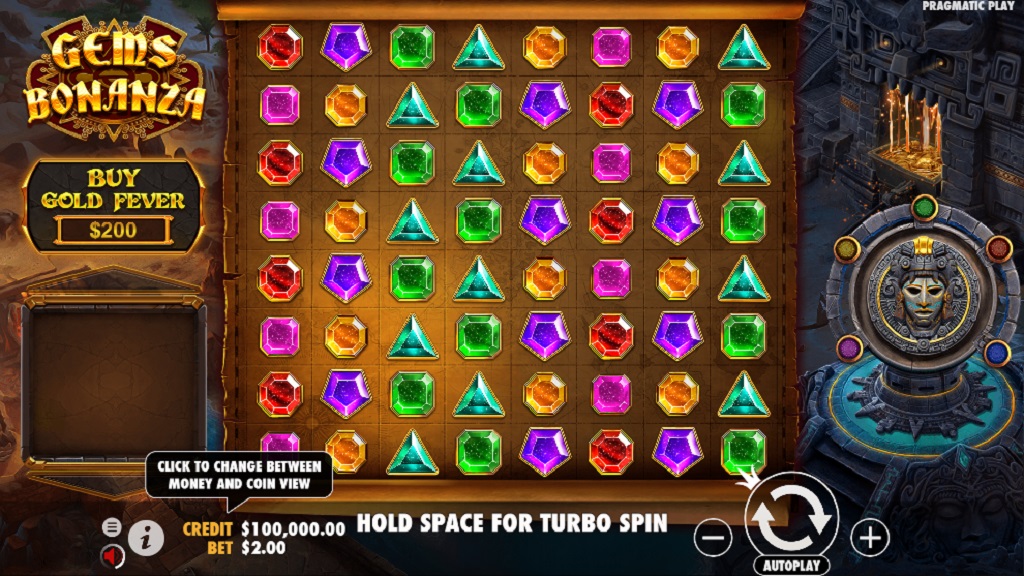 Screenshot of Gems Bonanza slot from Pragmatic Play