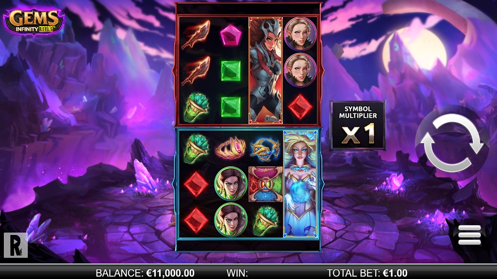 Screenshot of Gems Infinity Reels slot from Yggdrasil Gaming