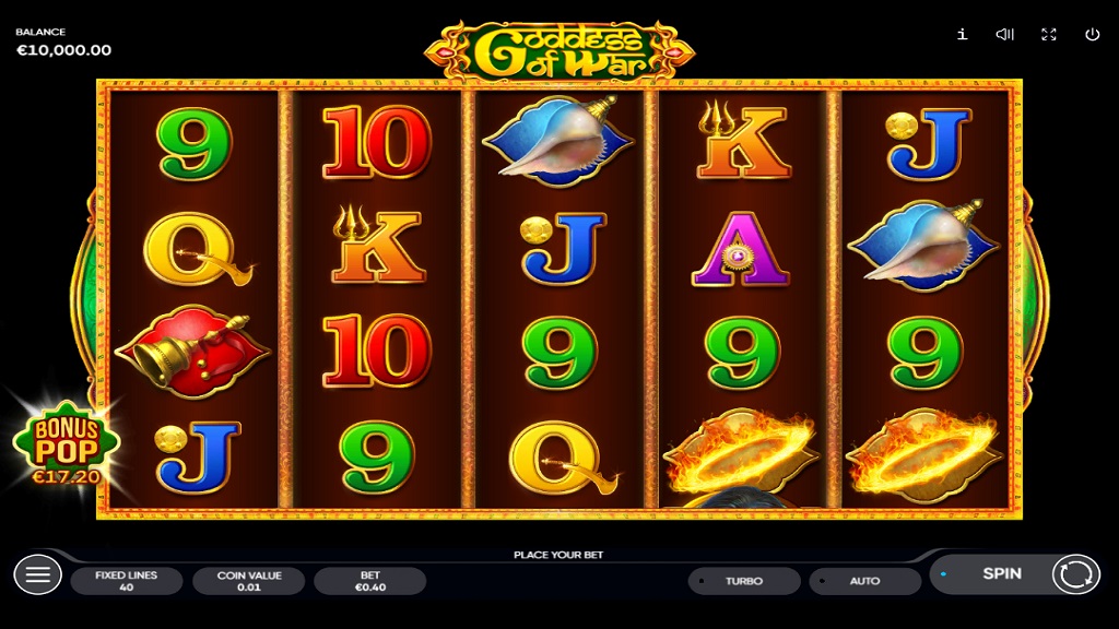 Screenshot of Goddess of War slot from Endorphina