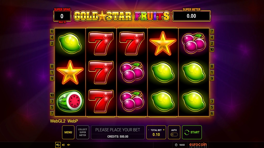 Screenshot of Gold Star Fruits slot from Green Tube
