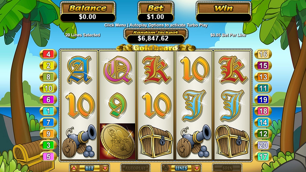 Screenshot of Goldbeard slot from Real Time Gaming