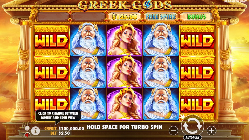 Screenshot of Greek Gods slot from Pragmatic Play