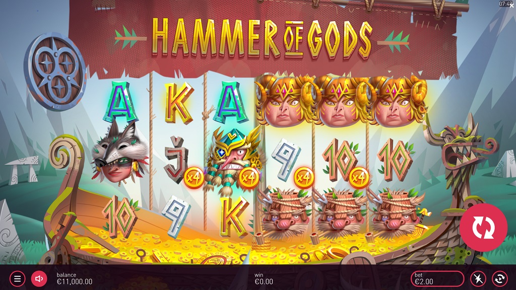 Screenshot of Hammer of Gods slot from Yggdrasil Gaming