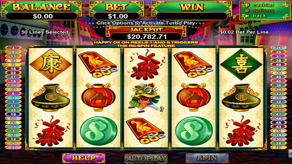 Screenshot of Happy Golden Ox of Happiness slot from Real Time Gaming