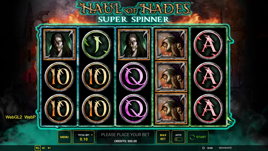 Screenshot of Haul of Hades Super Spinner slot from Green Tube