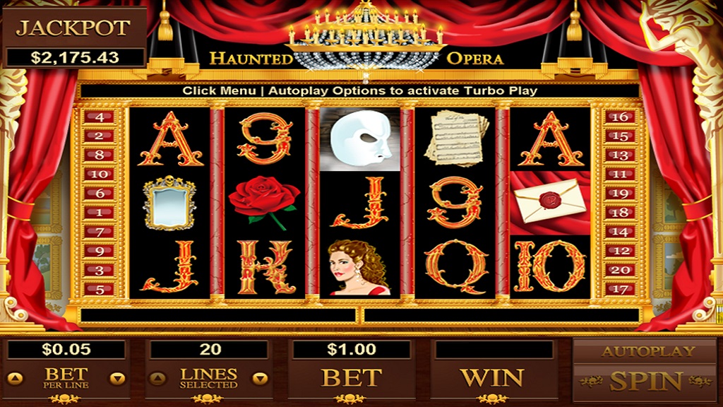 Screenshot of Haunted Opera slot from Real Time Gaming