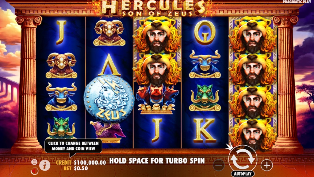 Screenshot of Hercules Son of Zeus slot from Pragmatic Play