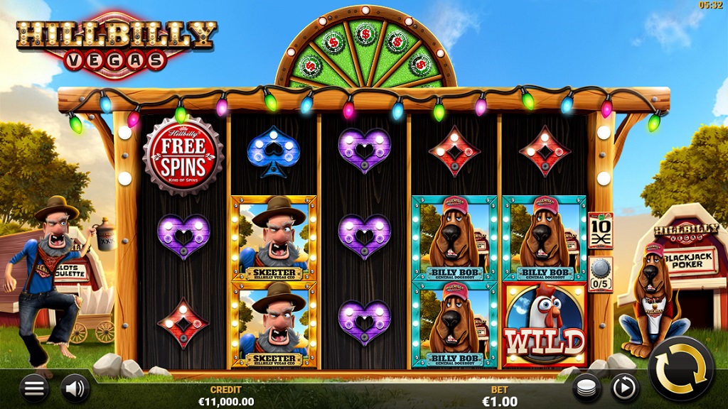 Screenshot of Hillbilly Vegas slot from Yggdrasil Gaming