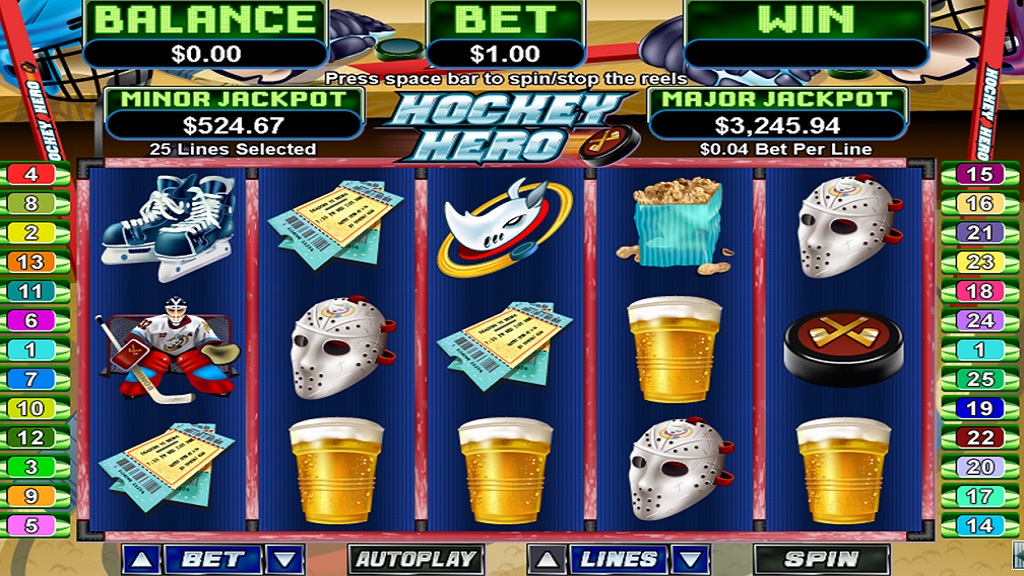 Screenshot of Hockey Hero slot from Real Time Gaming