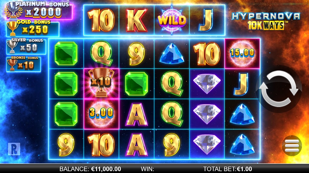 Screenshot of Hypernova 10k Ways slot from Yggdrasil Gaming