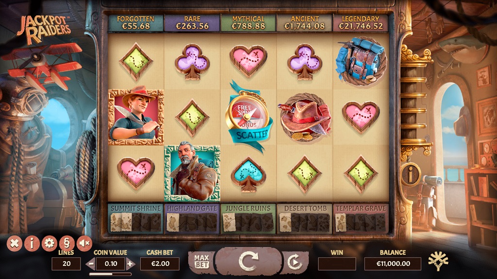 Screenshot of Jackpot Raiders slot from Yggdrasil Gaming