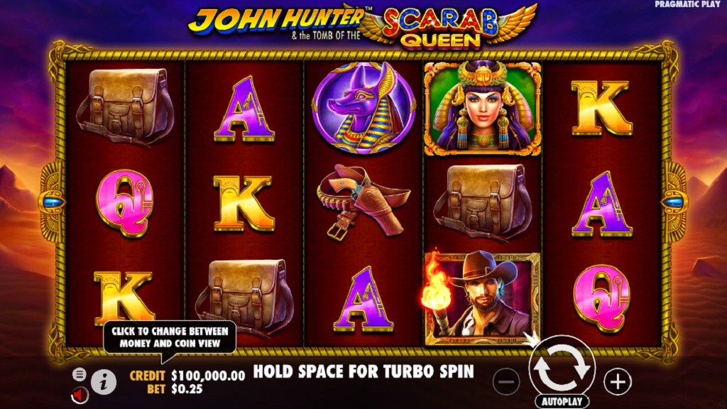 Screenshot of John Hunter and the Tomb of the Scarab Queen slot from Pragmatic Play