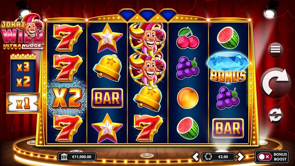 Screenshot of Jokerz Wild Ultra Nudge slot from Yggdrasil Gaming