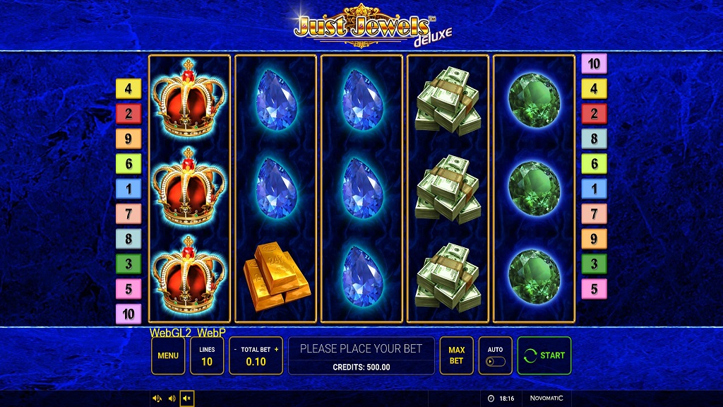 Screenshot of Just Jewels Deluxe slot from Green Tube