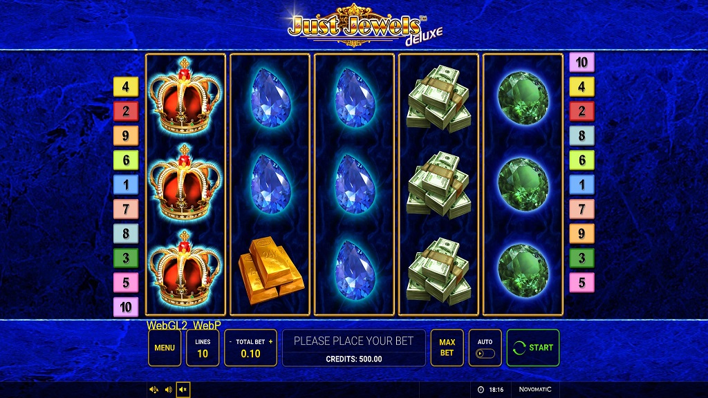 Screenshot of Just Jewels Deluxe slot from Green Tube