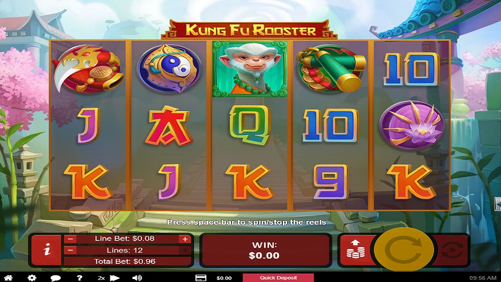 Screenshot of Kung Fu Rooster slot from Real Time Gaming