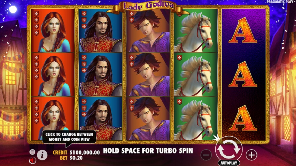 Screenshot of Lady Godiva slot from Pragmatic Play