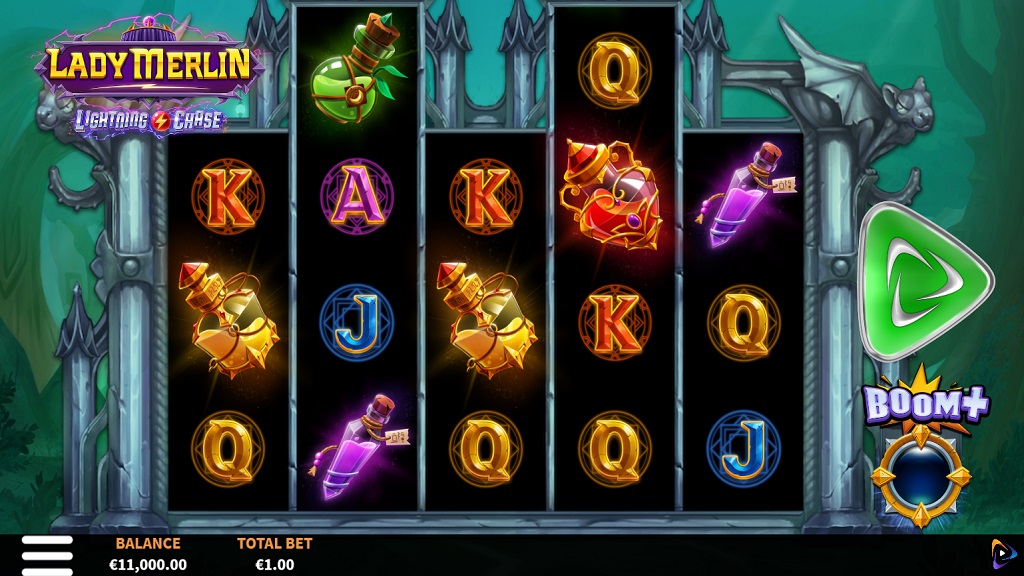 Screenshot of Lady Merlin Lightning Chase slot from Yggdrasil Gaming