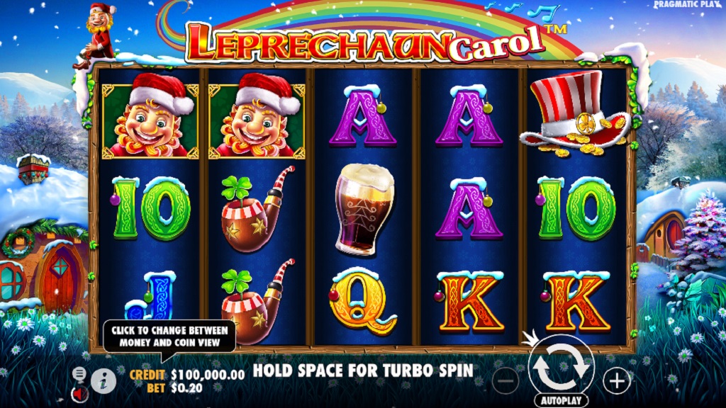 Screenshot of Leprechaun Carol slot from Pragmatic Play