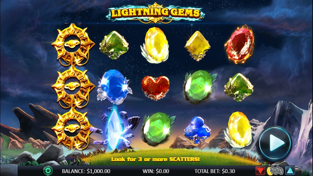 Screenshot of Lightning Gems slot from NextGen Gaming
