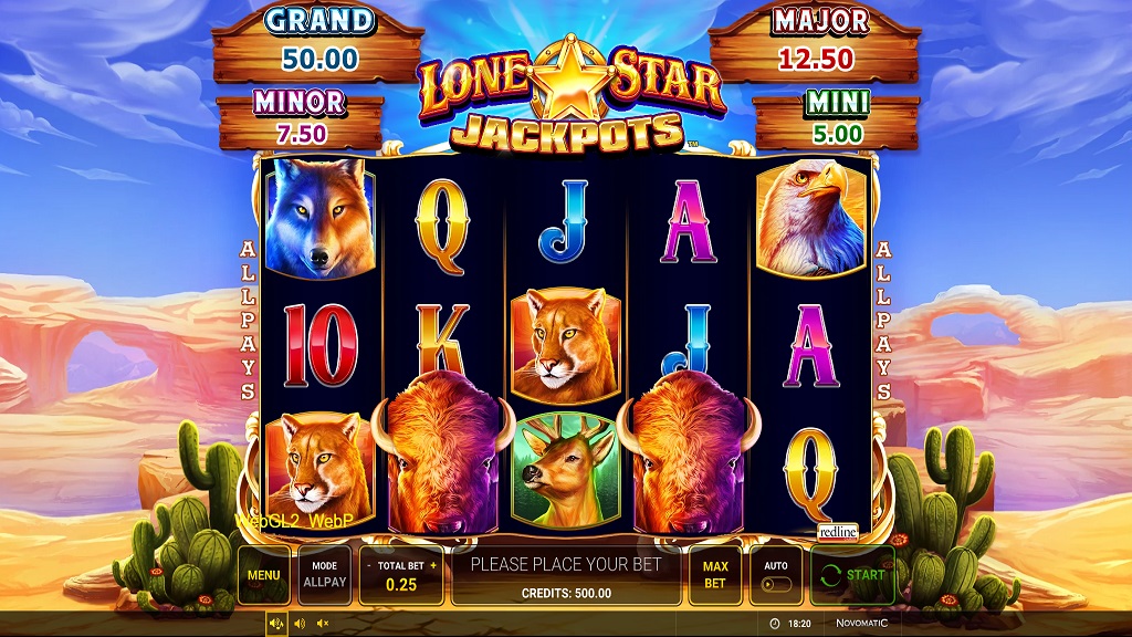 Screenshot of Lone Star Jackpots slot from Green Tube