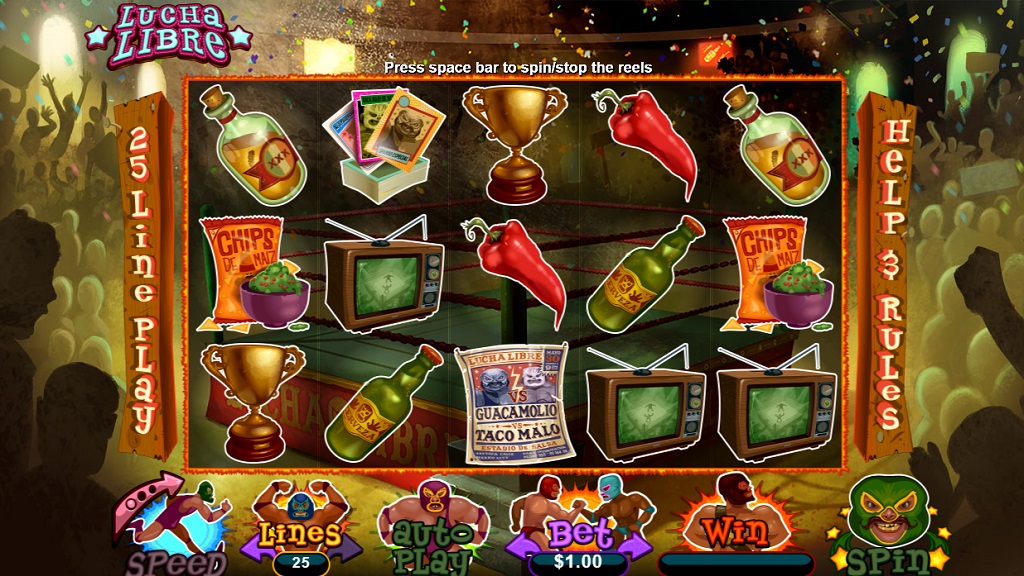 Screenshot of Lucha Libre slot from Real Time Gaming