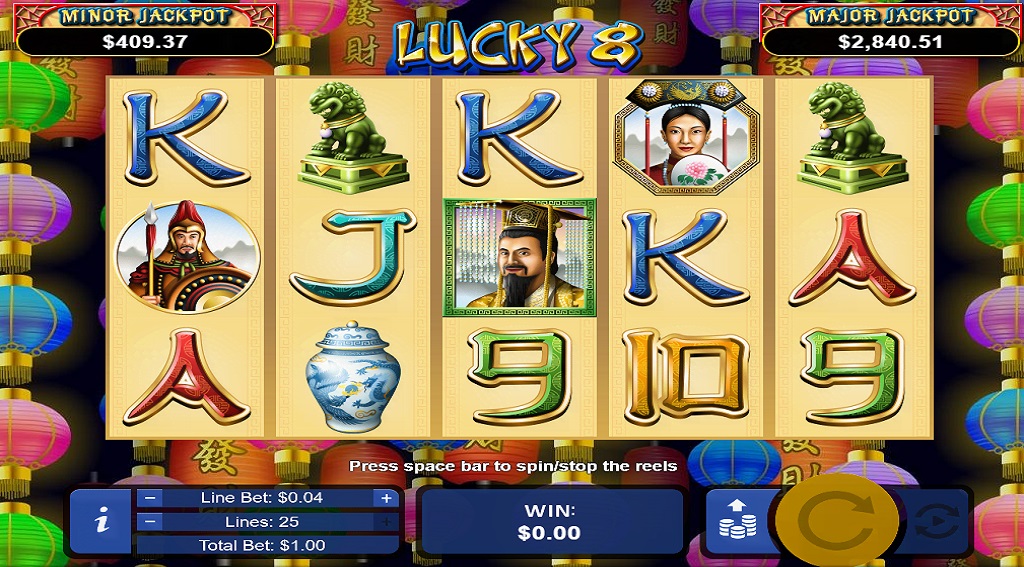 Screenshot of Lucky 8 slot from Real Time Gaming