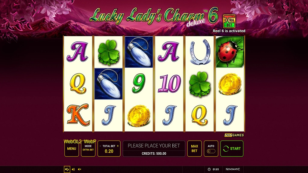 Screenshot of Lucky Lady’s Charm Deluxe 6 slot from Green Tube