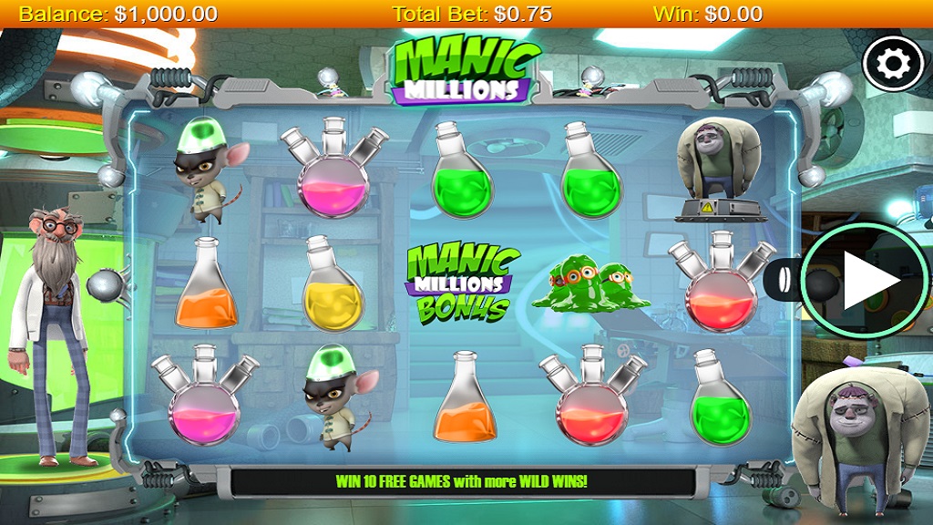 Screenshot of Manic Millions slot from NextGen Gaming