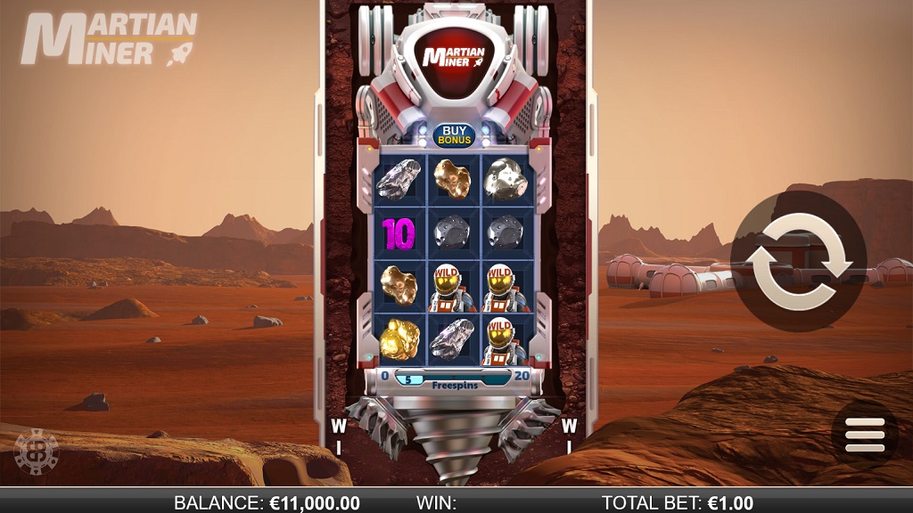 Screenshot of Martian Miner Infinity Reels slot from Yggdrasil Gaming