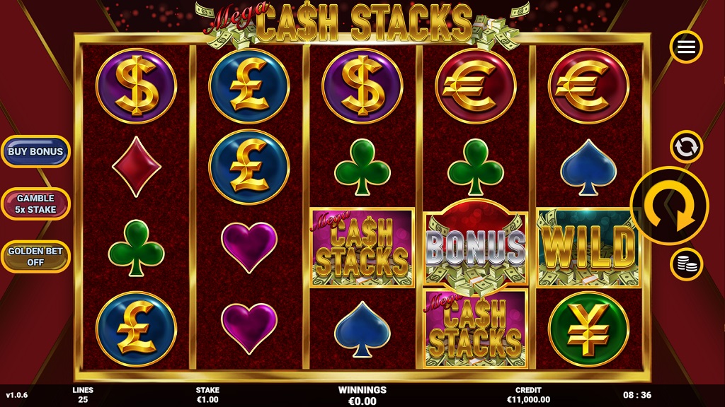 Screenshot of Mega Cash Stacks slot from Yggdrasil Gaming