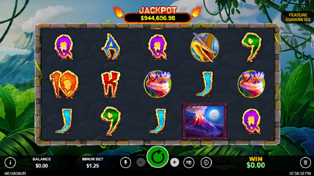 Screenshot of Megasaur slot from Real Time Gaming
