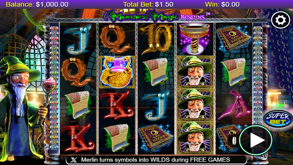 Screenshot of Merlins Magic Respins slot from NextGen Gaming