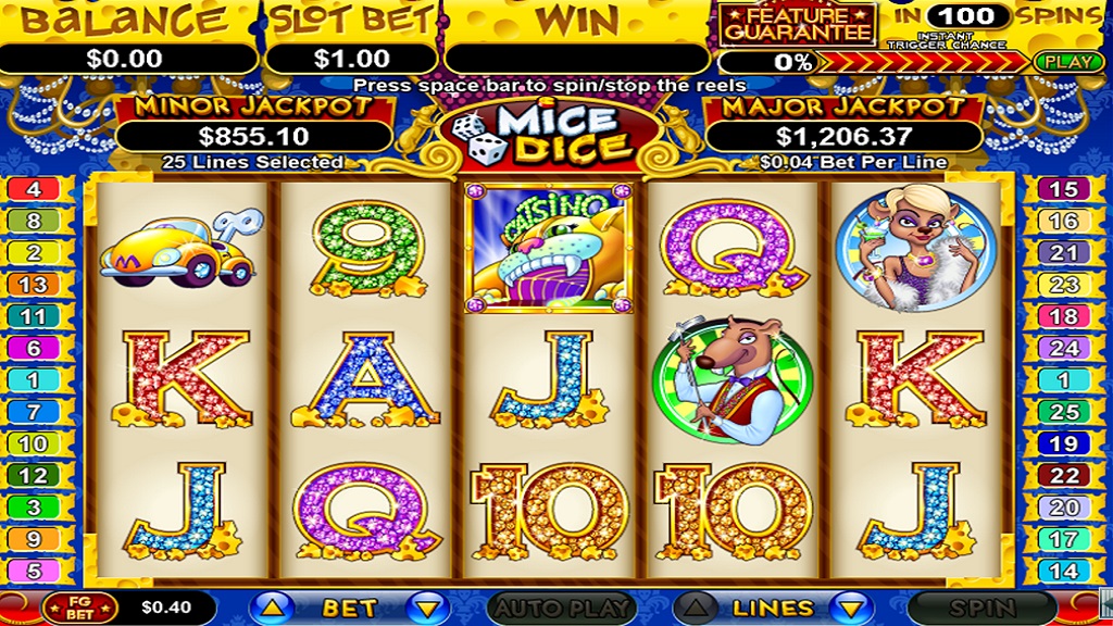 Screenshot of Mice Dice slot from Real Time Gaming