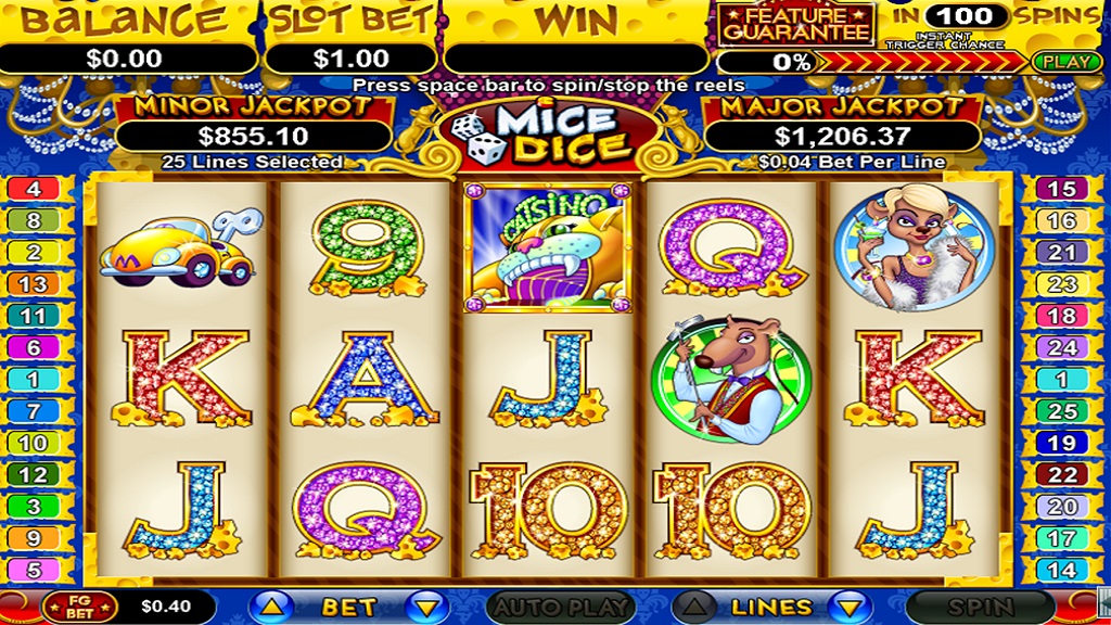 Screenshot of Mice Dice slot from Real Time Gaming