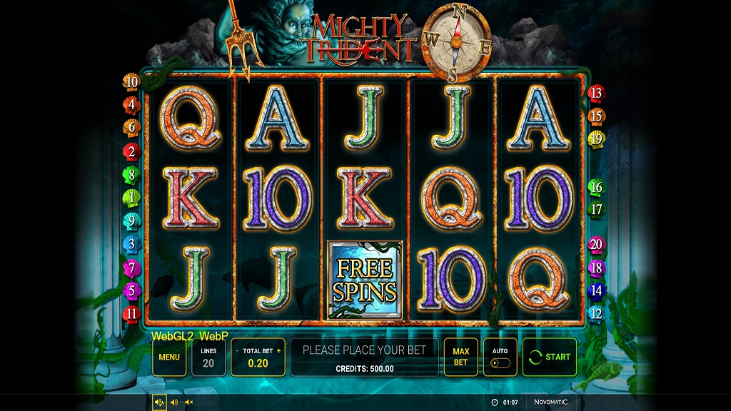 Screenshot of Mighty Trident slot from Green Tube
