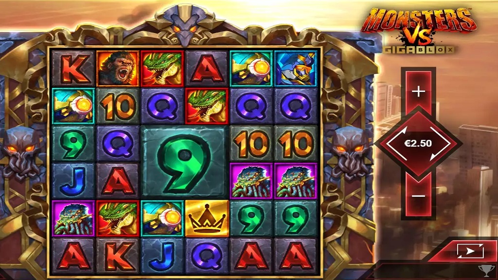 Screenshot of Monsters vs Gigablox slot from Yggdrasil Gaming