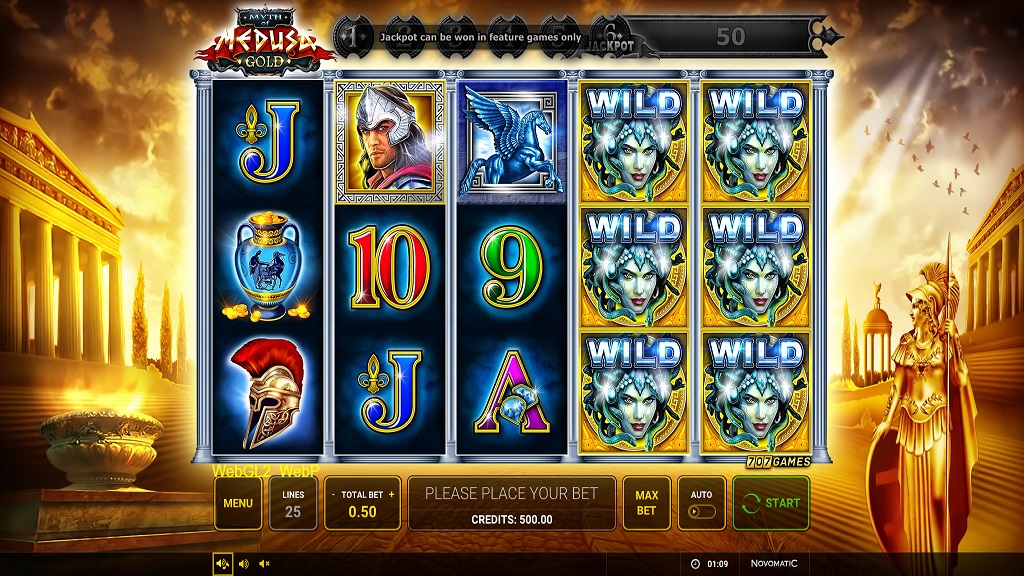 Screenshot of Myth of Medusa Gold slot from Green Tube