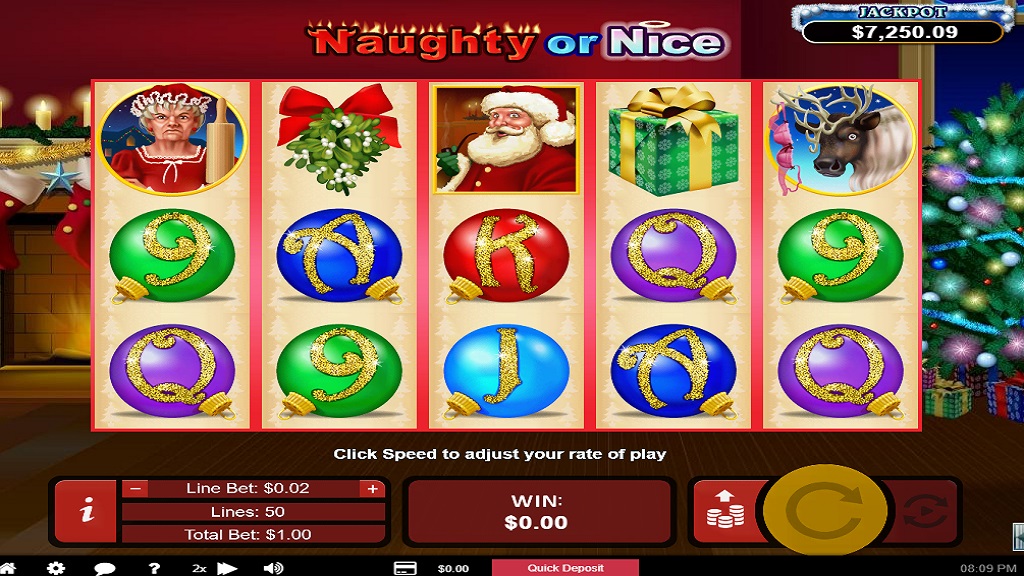 Screenshot of Naughty or Nice slot from Real Time Gaming