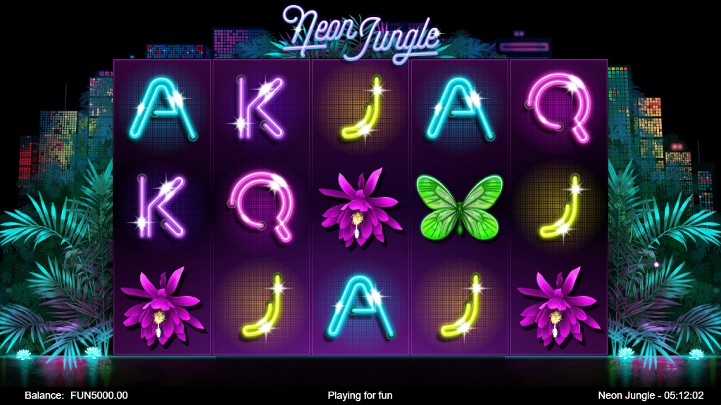 Screenshot of Neon Jungle slot from IronDog