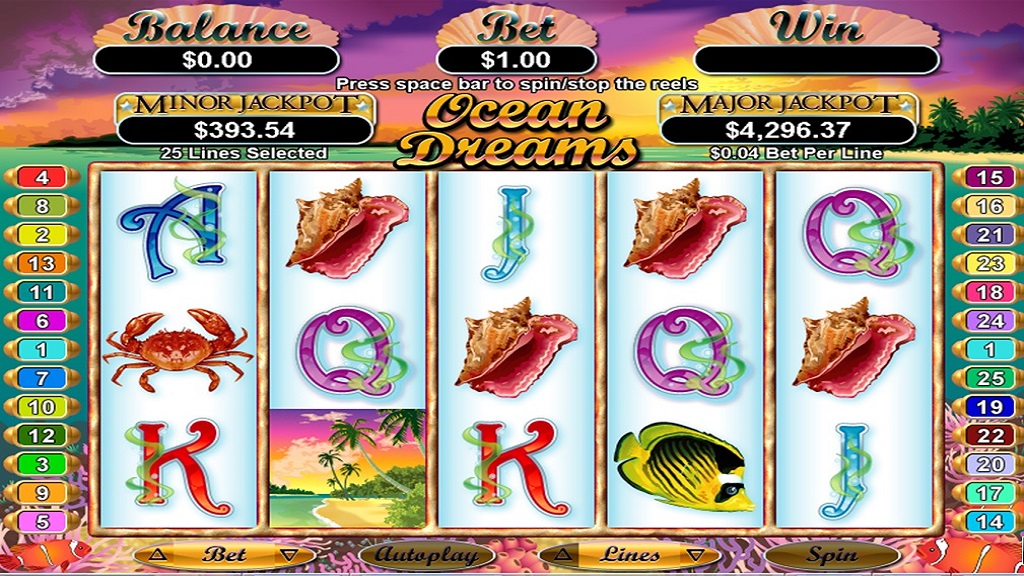 Screenshot of Ocean Dreams slot from Real Time Gaming